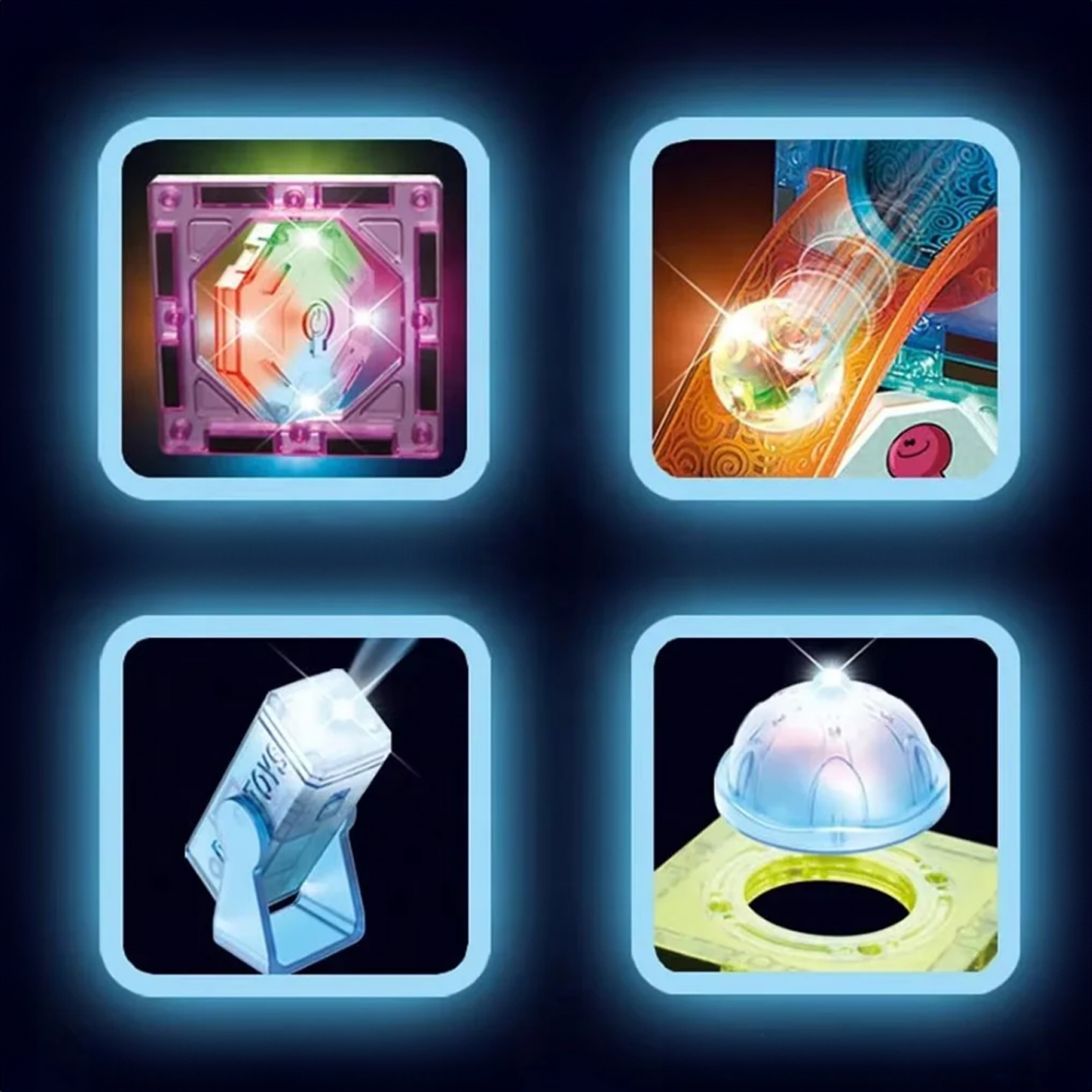 Klocki Magnetyczne Konstrukcyjne Świecące 3D Tor Kulkowy 110 elementów